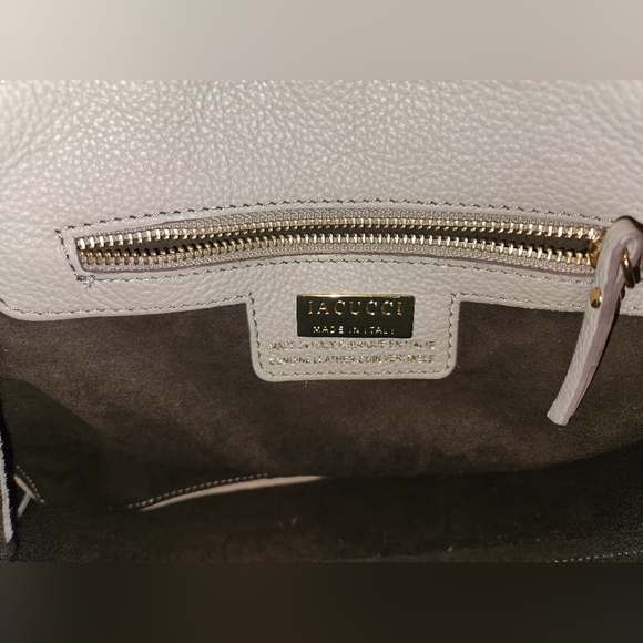 Iacucci Pebbled Italian Leather Tote Satchel Handbag in Stone Beige;New w/o Tags - Picture 13 of 16
